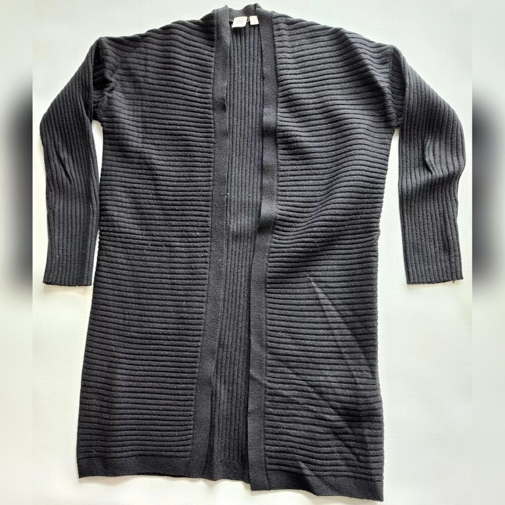 GAP Women's Wool Blend Open Front Long Black Cardigan Sweater Size Small